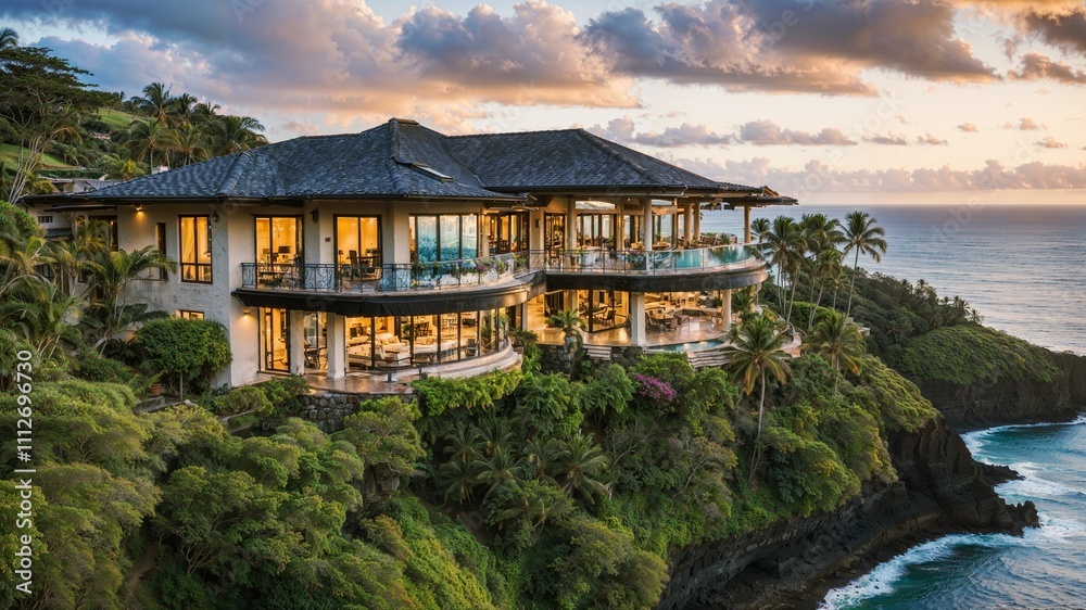 A luxurious mansion with a stunning view in Hawaii A luxurious mansion with a stunning view in Hawaii