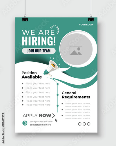 We are hiring minimalistic flyer and post template with big letters