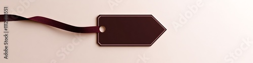 Clean burgundy tag mockup on a smooth off-white solid background