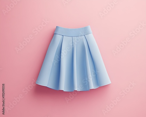 Contemporary soft blue womena??s short skirt mockup on candy pink background photo