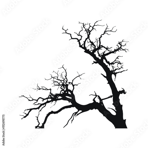Dead Tree Silhouettes set Clipart on a white Background