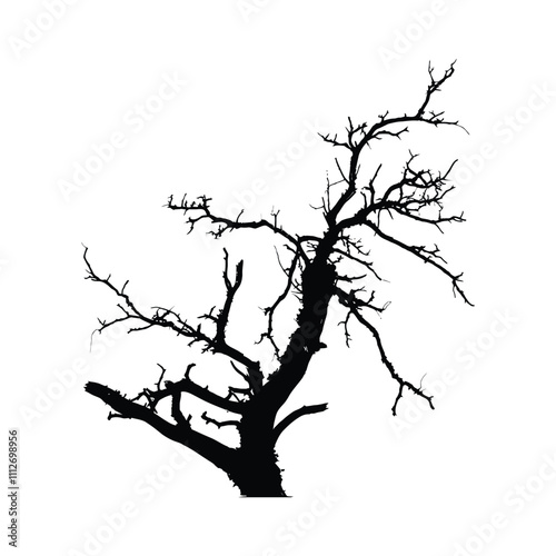Dead Tree Silhouettes set Clipart on a white Background