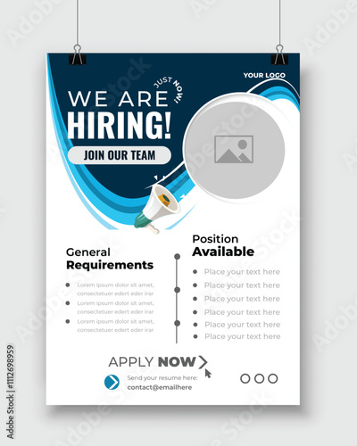 We are hiring minimalistic flyer and post template with big letters