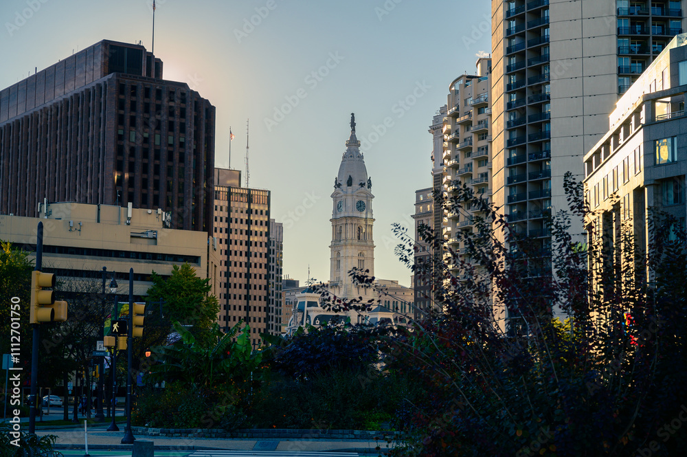 Philadelphia's downtown in the morning Philadelphia's downtown in the morning
