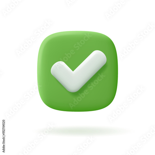 Realistic right check mark, affirmation concept. Vector illustration.