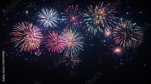 Nighttime fireworks illuminating the night sky with a symphony of colors, explosive, spectacle, visual, captivating, intense