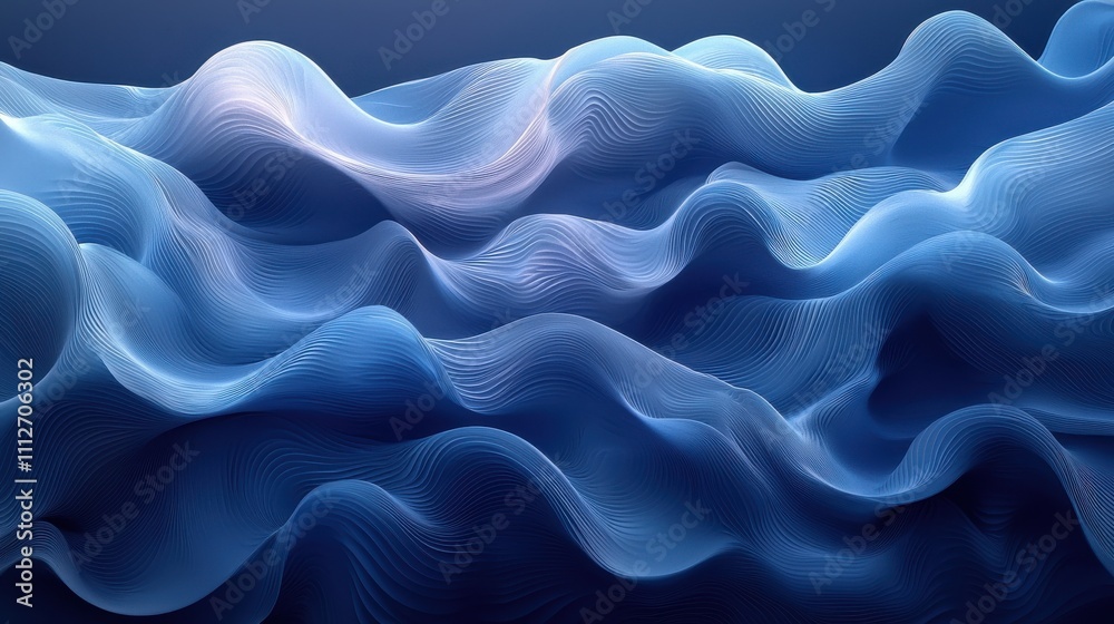 Abstract blue waves create a fluid and calming visual experience suitable for backgrounds or art displays Abstract blue waves create a fluid and calming visual experience suitable for backgrounds or art displays