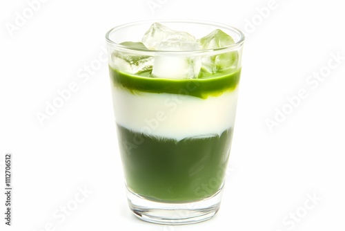 Wallpaper Mural Icy Matcha Latte with Layers of Milk and Ice, drink, green, refreshing, glass Torontodigital.ca