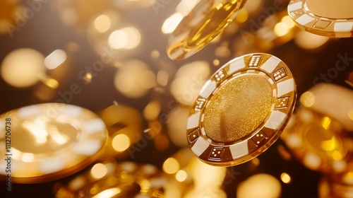 Golden Casino Chips Rain, gold, gambling, wealth, betting