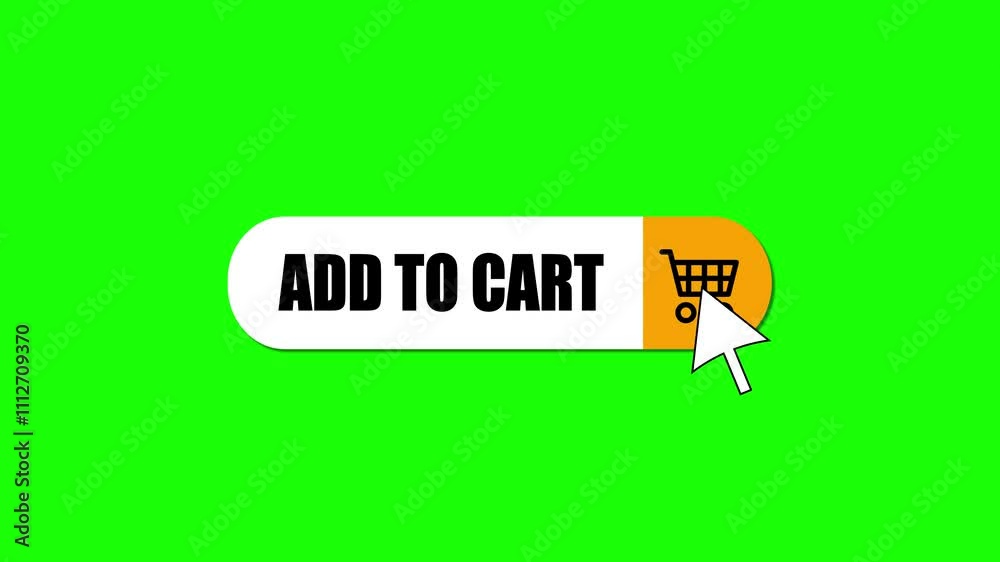Clicking add to cart button animation on green screen. Clicking add to cart button animation on green screen.