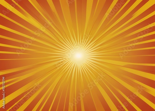 Radiant Sunburst Abstract Background Design with Warm Golden Hues and Orange Rays