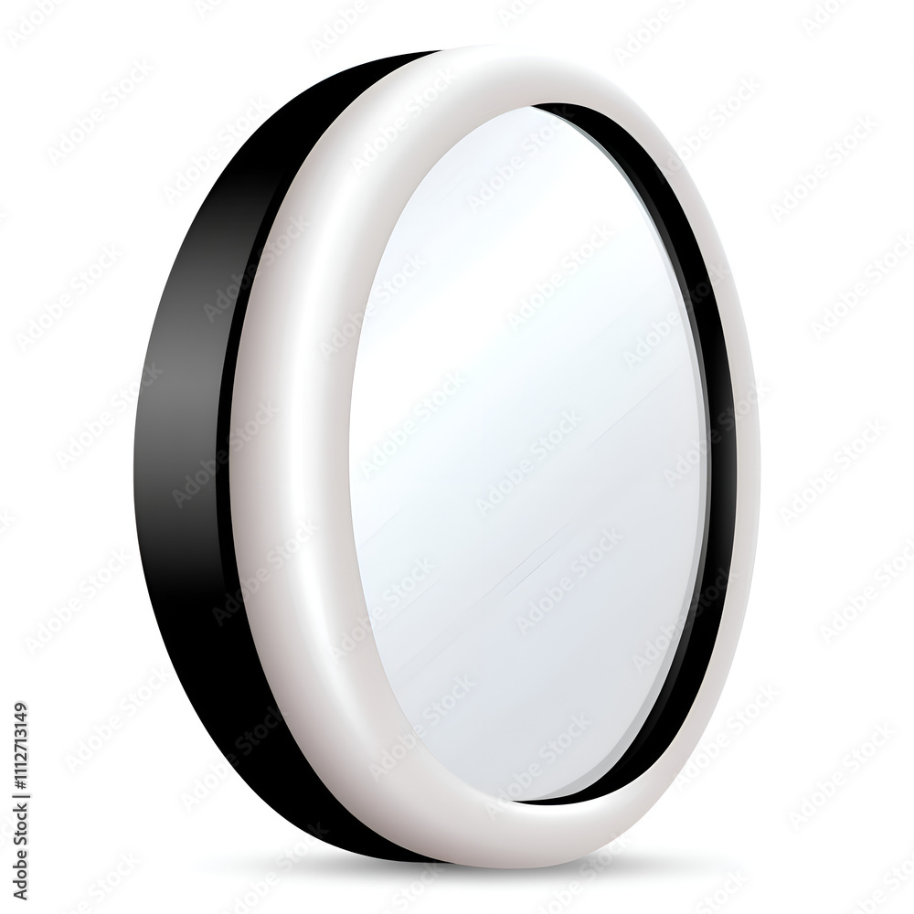Round mirror with black and white frame suitable for modern home decor Round mirror with black and white frame suitable for modern home decor