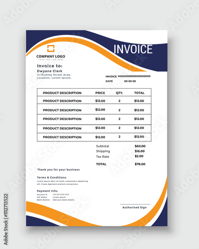Free vector minimal invoice modern simple design template