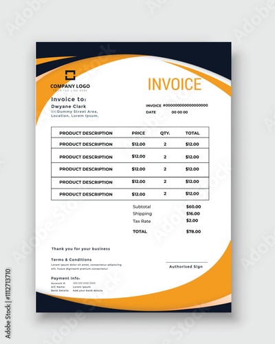 Free vector minimal invoice modern simple design template