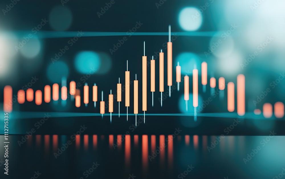 A vibrant financial chart displays candlestick patterns, indicating market trends and volatility with blurred background lights. A vibrant financial chart displays candlestick patterns, indicating market trends and volatility with blurred background lights.