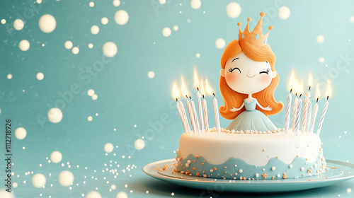 birthday cake with a redhead princess figurine