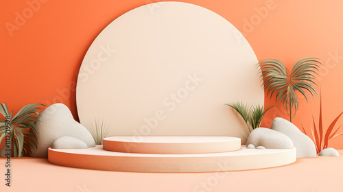 Minimalist Abstract Background: Artistic Mockup Stage for Health and Beauty Cosmetics