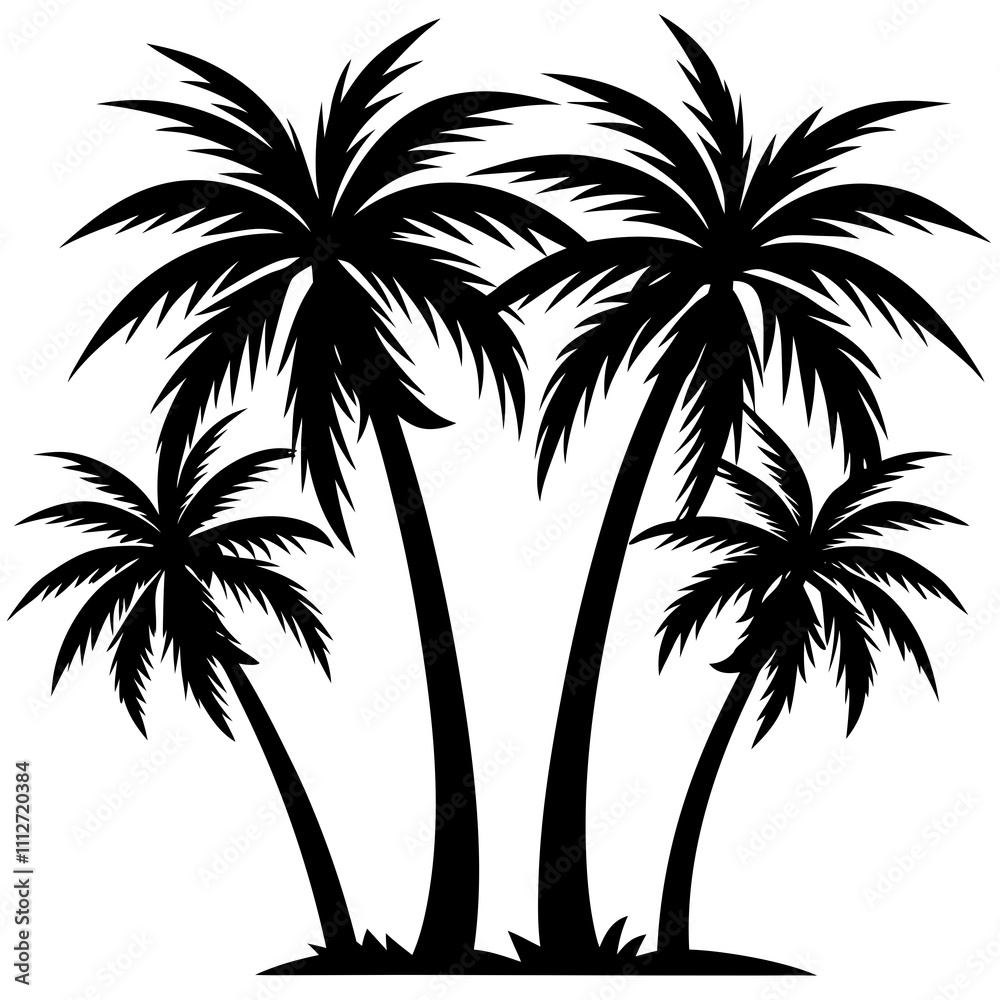 Obraz premium Silhouette Coconut Tree Vector
