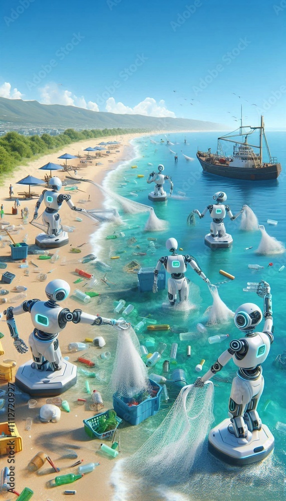 Fototapeta premium Roboter im Einsatz: Ozeansäuberung mit High-Tech-Lösungen
