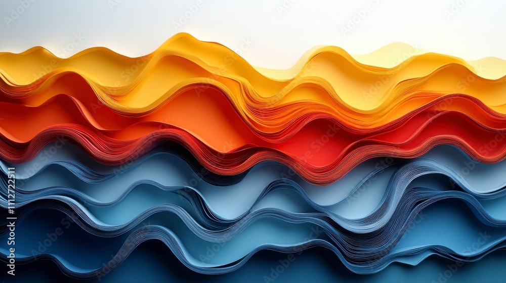 Layered Paper Waves: A Vibrant Abstract Art Piece Layered Paper Waves: A Vibrant Abstract Art Piece