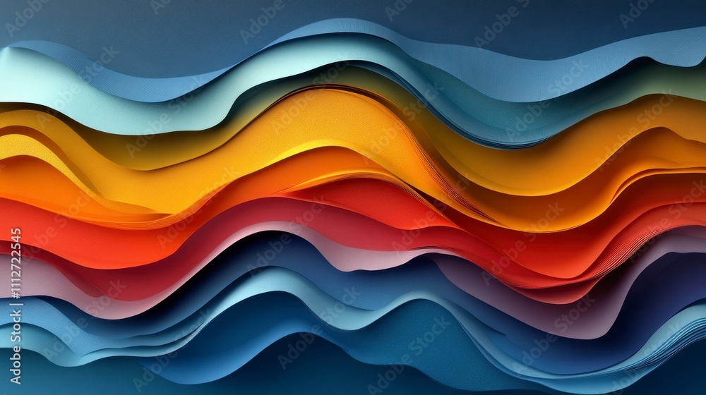 Abstract Colorful Paper Waves - A Vibrant Visual Art Piece Abstract Colorful Paper Waves - A Vibrant Visual Art Piece