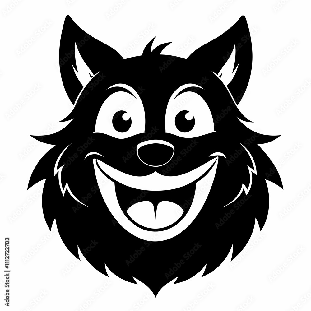 Wagging Smile vector silhouette black design white background Wagging Smile vector silhouette black design white background