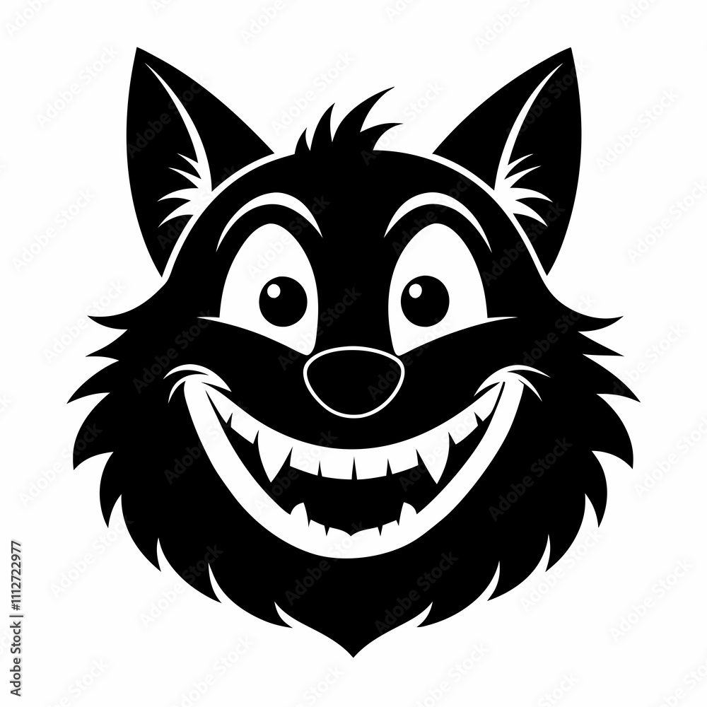 Wagging Smile vector silhouette black design white background Wagging Smile vector silhouette black design white background