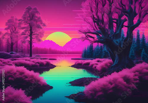 sunset over the river