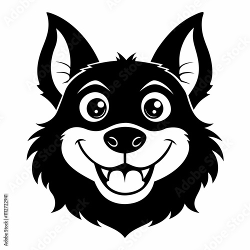 Wagging Smile vector silhouette black design white background