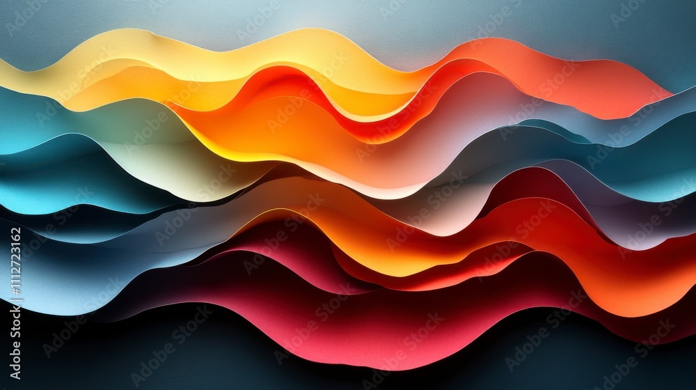 Layered Paper Waves: A Colorful Abstract Design