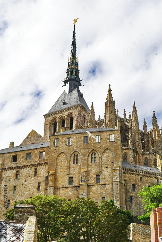 Obraz premium Roofs and abbey in Mont Saint Michel in Normandy, France