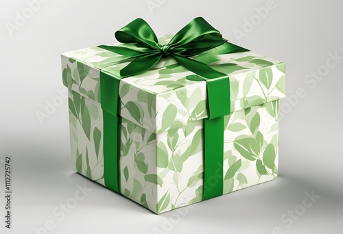 Wallpaper Mural A green gift box isolated on a white background showcases elegance, perfect for celebrations, gifting ideas, and stylish presentations. Torontodigital.ca