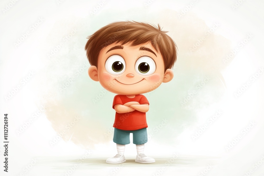 Cheerful cartoon boy digital art playful environment friendly perspective imaginative design Cheerful cartoon boy digital art playful environment friendly perspective imaginative design