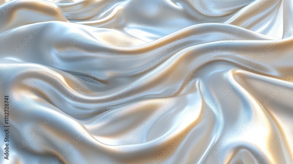 Stunning Close-up of a Luxurious White Silk Fabric