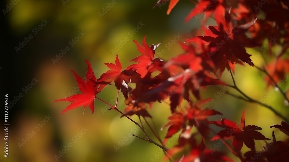 Vibrant Red Maple Leaves Autumn Branch Display Vibrant Red Maple Leaves Autumn Branch Display