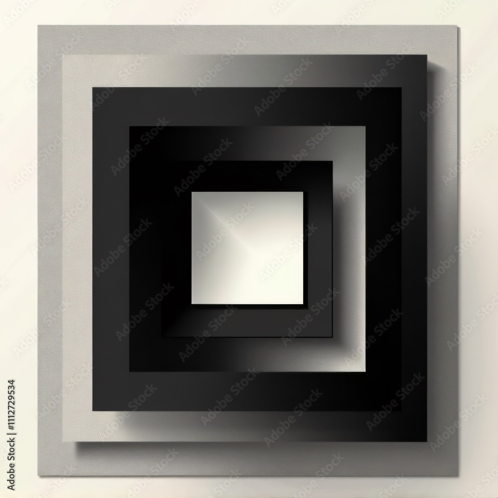 Abstract Geometric Black & White Concentric Square T-Shirt Design Abstract Geometric Black & White Concentric Square T-Shirt Design
