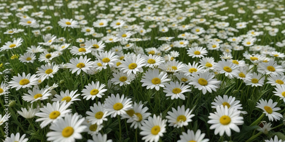 A sea of green daisies stretching as far as the eye can see , landscape, flowers A sea of green daisies stretching as far as the eye can see , landscape, flowers