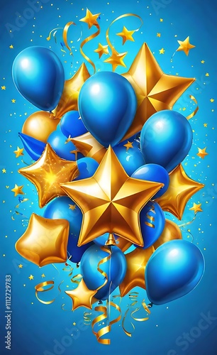 gold star on blue background