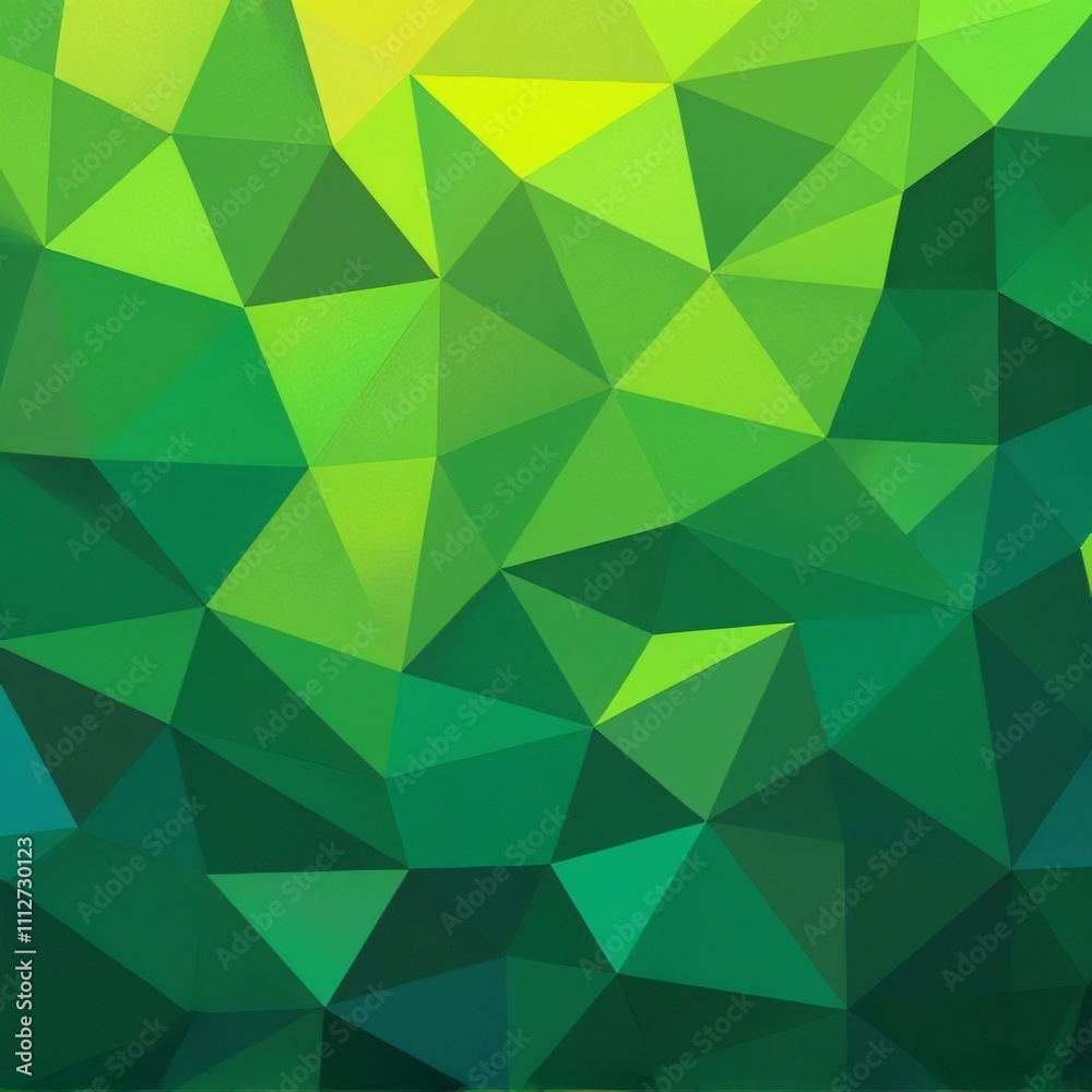 Geometric Leaf Polygon T-Shirt Design, Green Gradient Pattern Geometric Leaf Polygon T-Shirt Design, Green Gradient Pattern