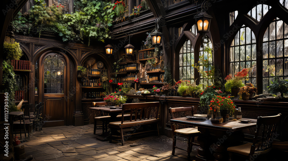 Tudor style, House Fantasy background, Creating antique design of Indoor Spaces architecture decorate vintage concept Tudor style, House Fantasy background, Creating antique design of Indoor Spaces architecture decorate vintage concept