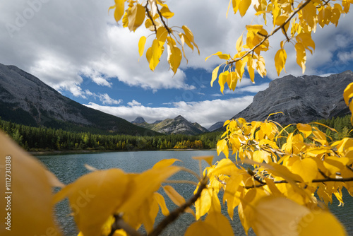 autumn in the mountains of the lake, Kananaskis County in Canada