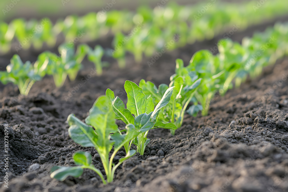 Green Seedlings Row: Symbol of Growth and Sustainability Green Seedlings Row: Symbol of Growth and Sustainability