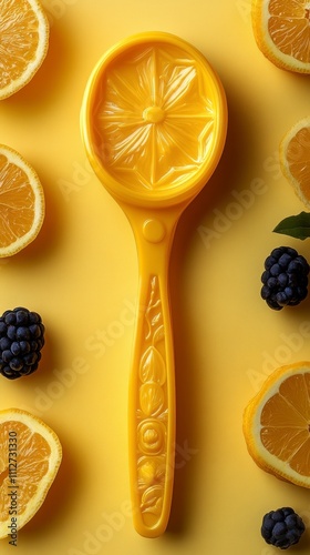 Radiant Yellow Lemon Squeezer with Exquisite Floral Design