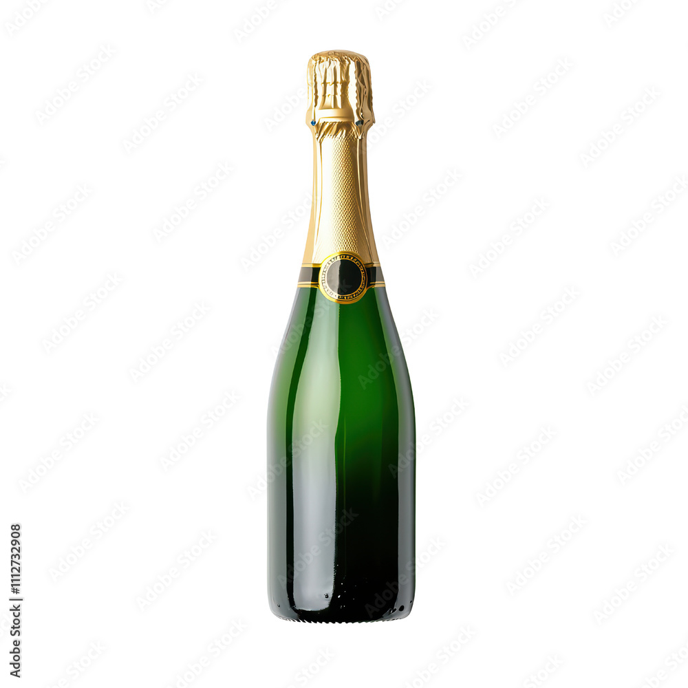 Sparkling wine bottle with golden foil cap, perfect for celebrations. isolated on transparent background Sparkling wine bottle with golden foil cap, perfect for celebrations. isolated on transparent background