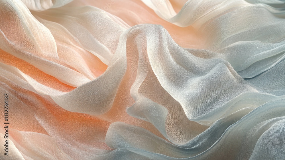 Flowing pastel fabric with soft texture creating serene and delicate visual effect Flowing pastel fabric with soft texture creating serene and delicate visual effect
