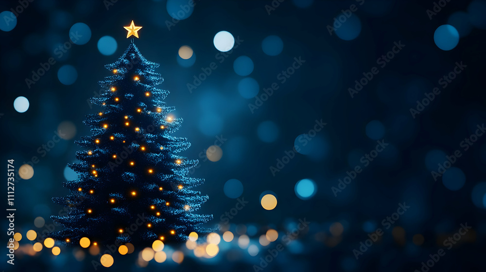 Enchanting Christmas tree with glowing lights. Enchanting Christmas tree with glowing lights.