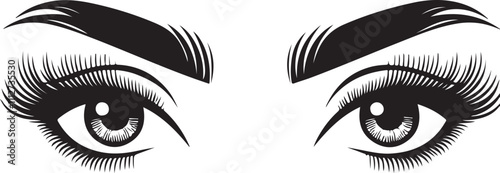 eye with long eyelashes and brows
