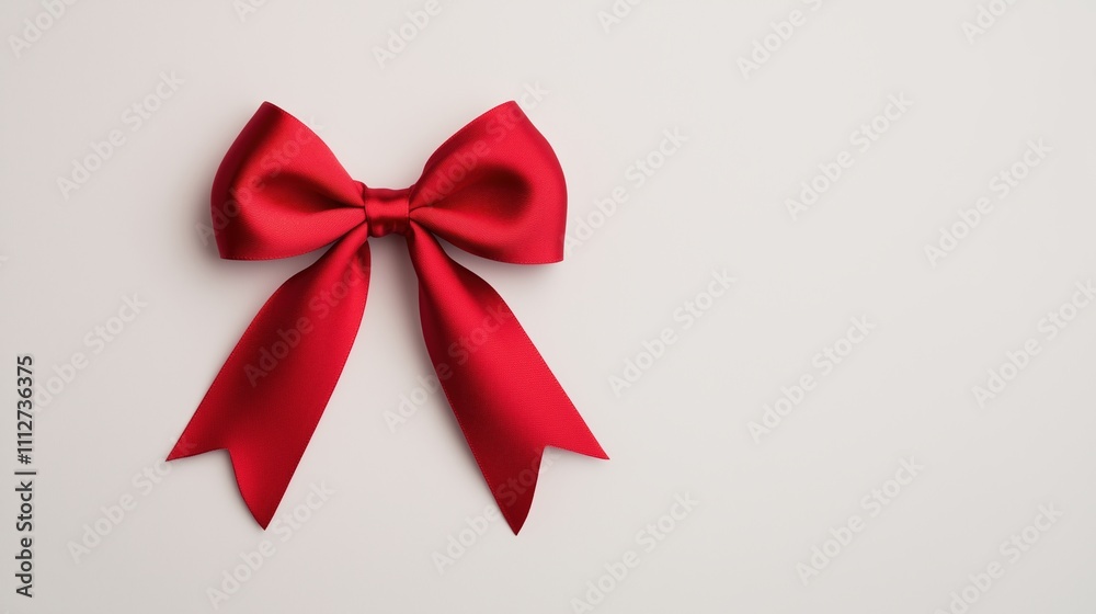 Elegant Red Satin Ribbon Bow Isolated on White Background for Holidays and Gift Design with Smooth Texture and Sophisticated Look Elegant Red Satin Ribbon Bow Isolated on White Background for Holidays and Gift Design with Smooth Texture and Sophisticated Look