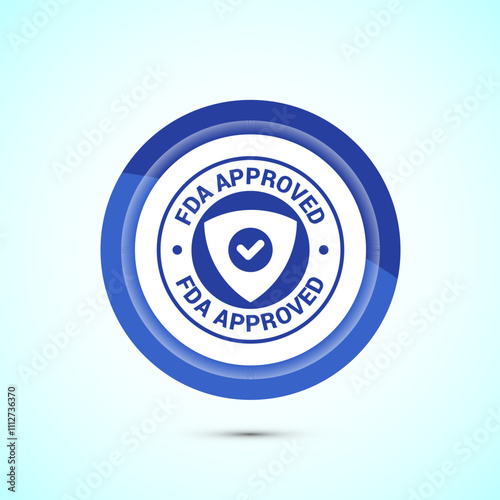 FDA approved icon, Food and Drug administration icon label, Blue Color Button Design