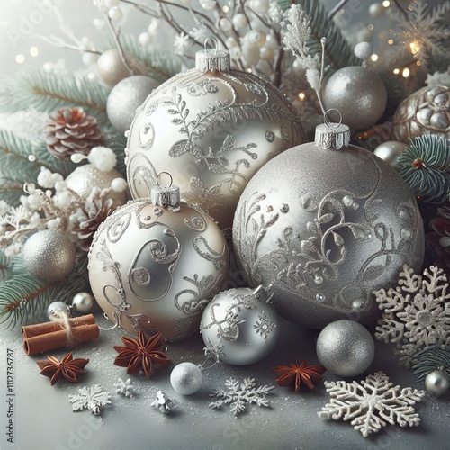 Christmas composition for decorating stylish cards and festive designs